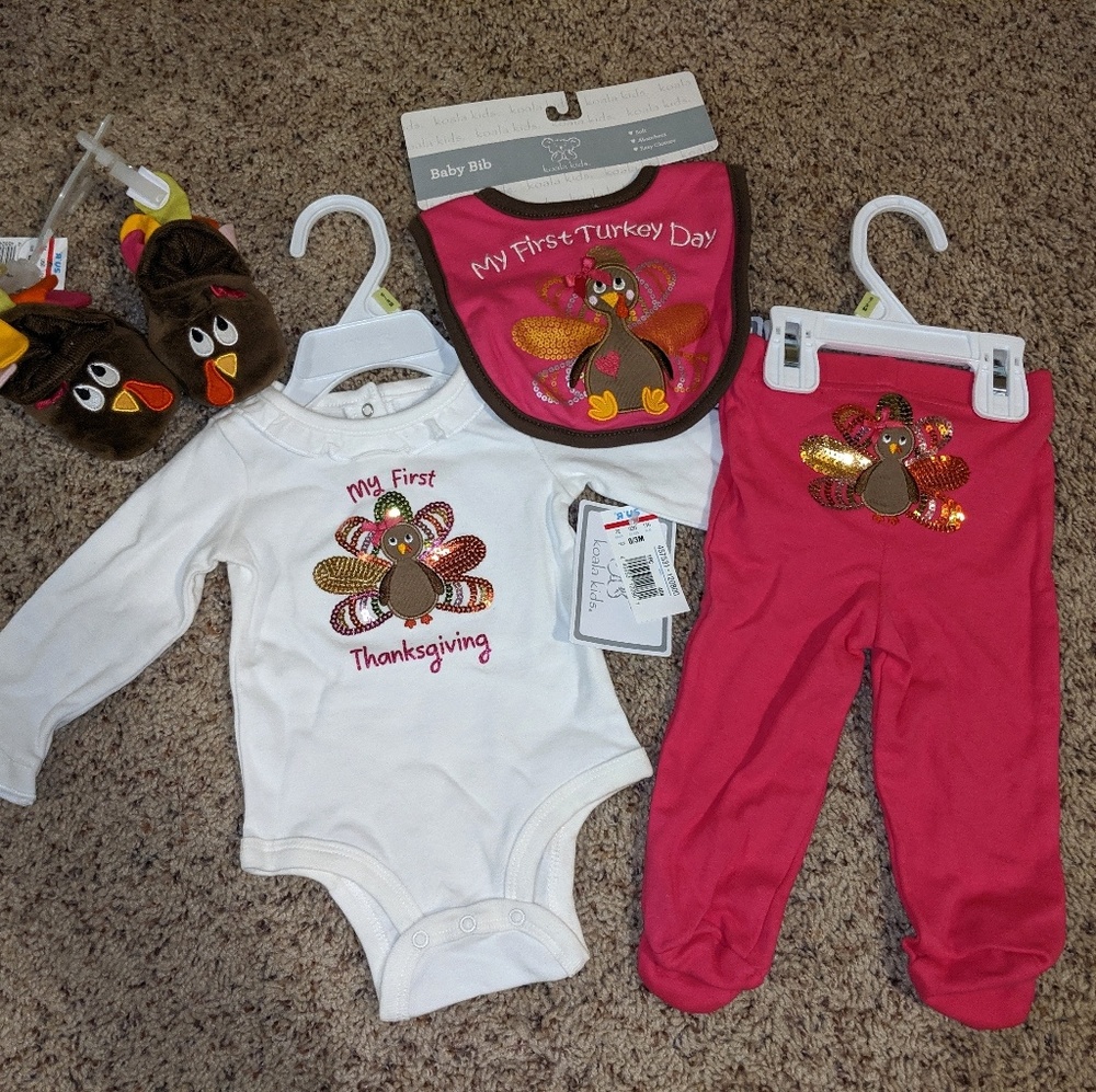 NWT 0-3 mo Baby Girl Thanksgiving Clothing Set
